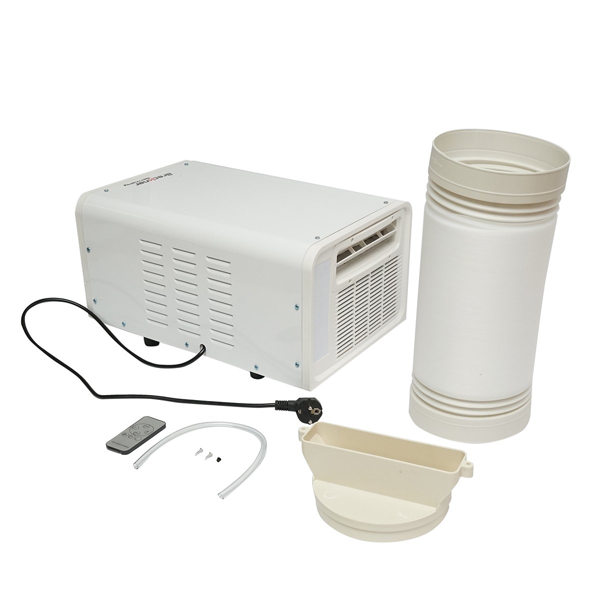 Aparat de aer conditionat portabil 2224 BTU, 280W, 220V cu functie incalzire, dezumidificare, ventilatie, telecomanda, comenzi vocale, kit instalare inclus Breckner Germany